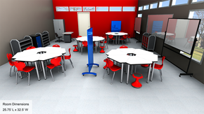 Elementary Collaborative Classroom with Desks - Overall View